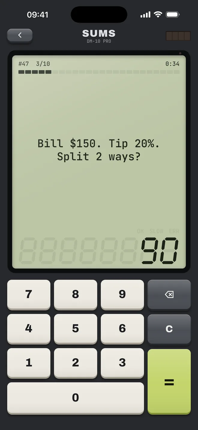 A money problem: bill $150, tip 20%, split two ways